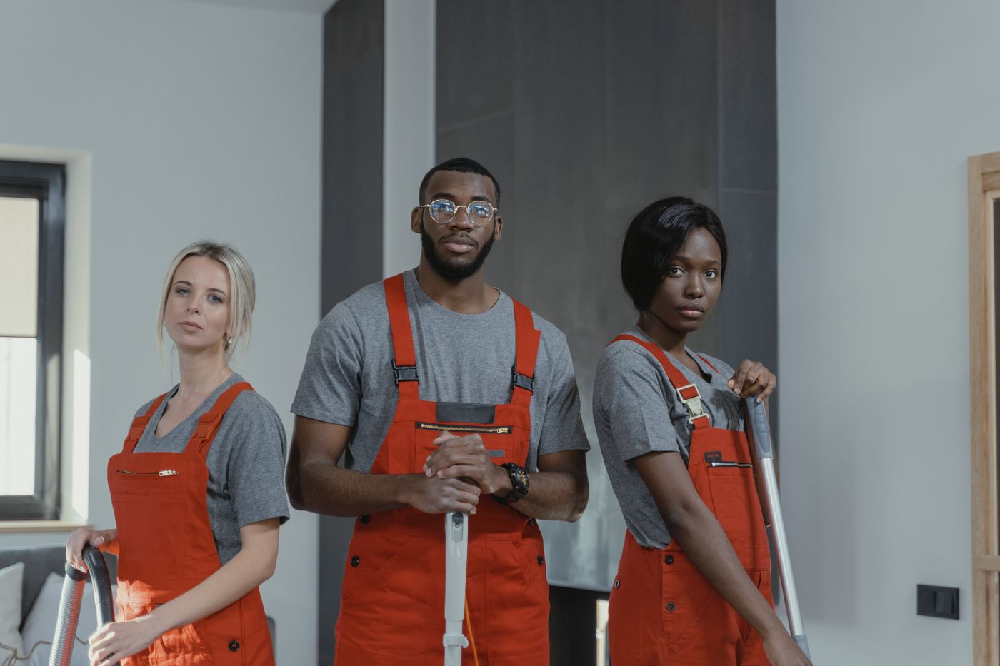Uniformed cleaning team